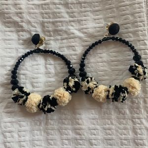 SALE! Anthropologie black and ivory hoop earrings